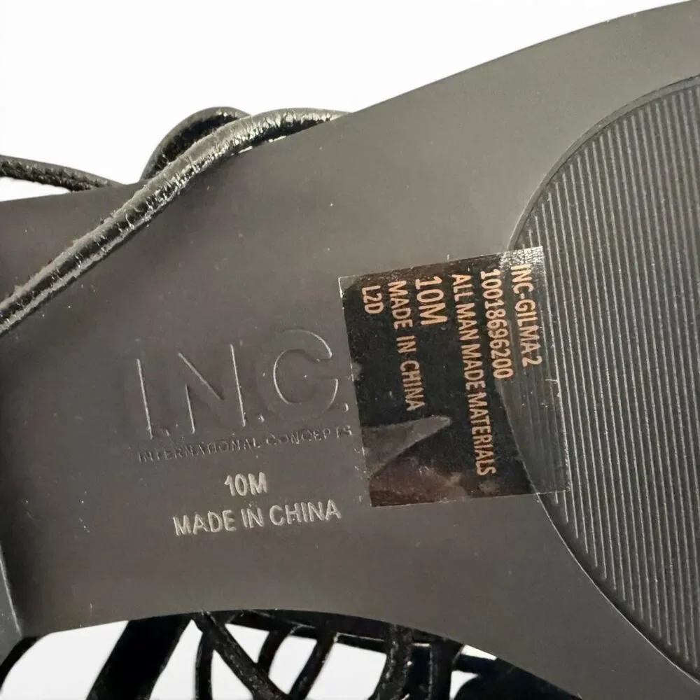 I.N.C. International Concepts Gilma Flower Lace-Up Black Patent Sandals, 10M - Picture 8 of 9